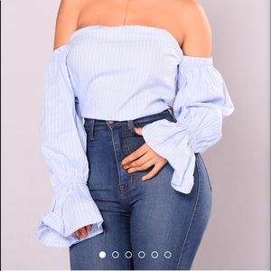 Cornelia Striped Bodysuit - Blue